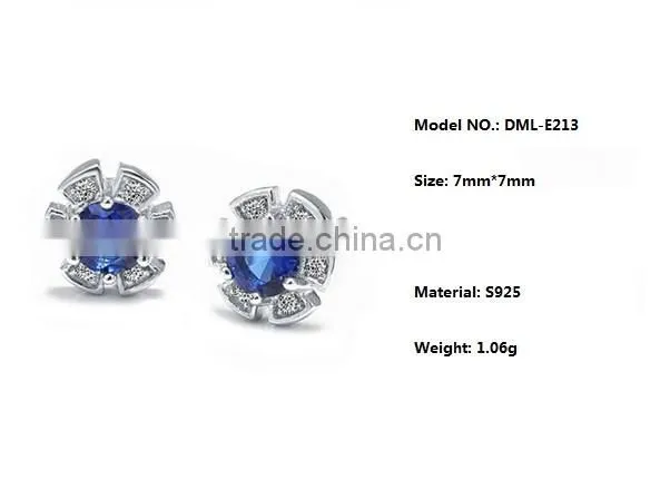 Exquisite Cheap beautiful flower 925 sterling silver earring with AAA CZ stone