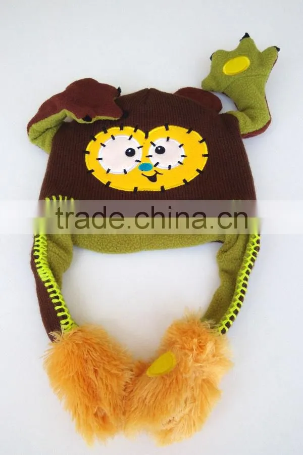 Wholesale pom pom knitted custom acrylic beanie