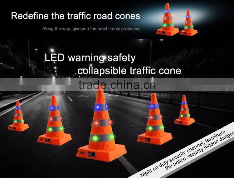 Led USB rechargeable waterproof collapsible traffic cone