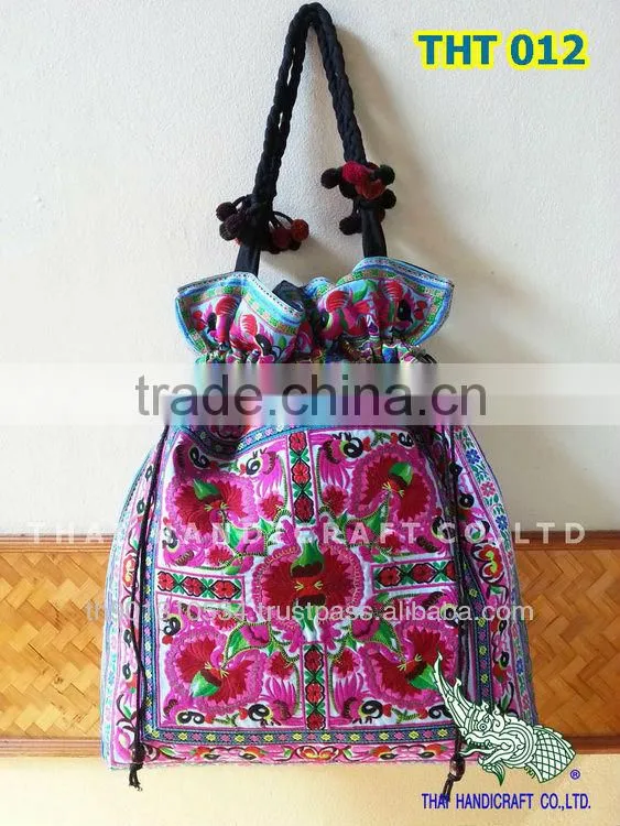 Extra Thai Embroidered HMONG Hill Tribe Tote Bag XL