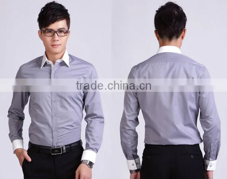 Slim blue light color long sleeve small collar cotton men shirts