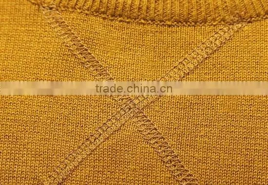 The dark yellow long sleeve knitting pullover casual men knitted sweater