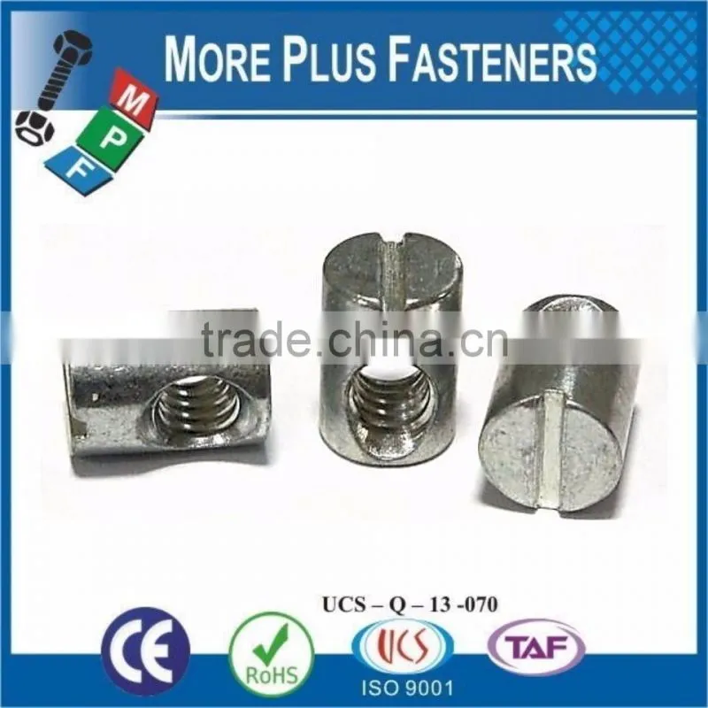 Made in Taiwan Solid Brass Stainless Steel Zinc Plated Cross Dowel Barrel Nut
