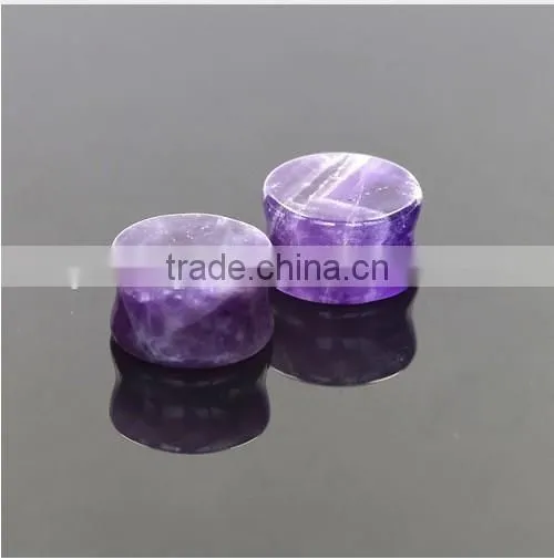 2017 Hot Amethyst Flare Plug with O Ring Natural Stone Ear Plug