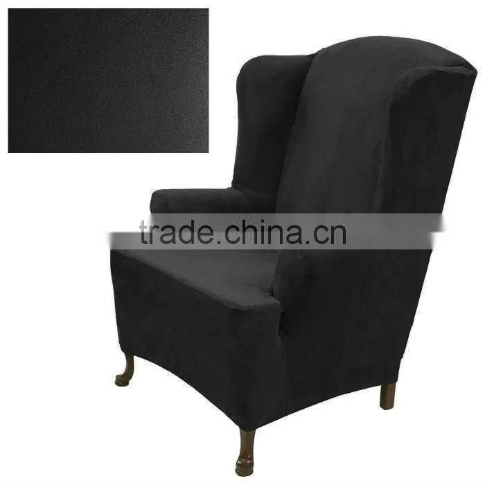 stretch suede ebony furniture slipcover
