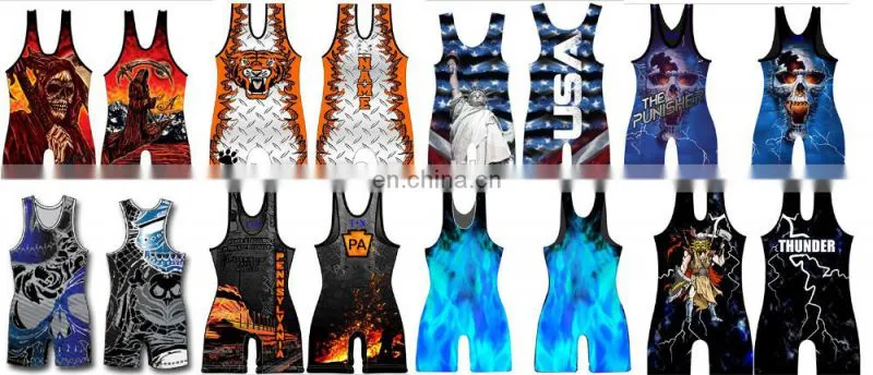 Men's OEM Custom Sportswear Cheap Sublimated Wrestling Singlets