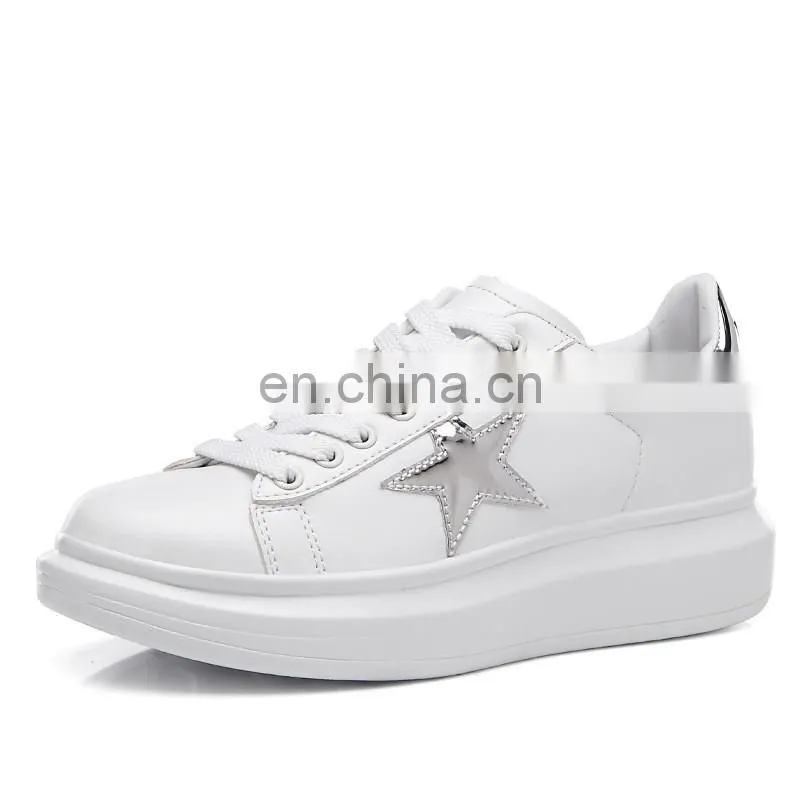 Wholesale women high heel sneakers lady lace up casual shoes