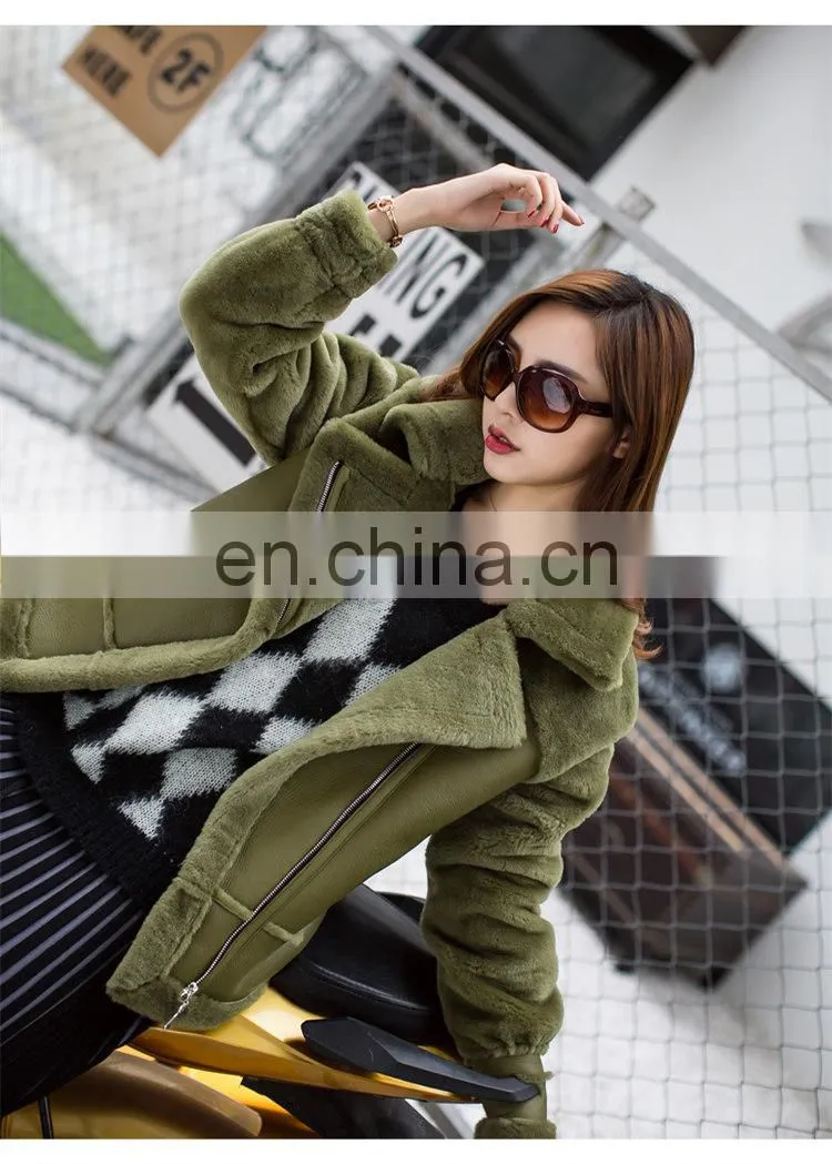 2016 Fashion Women Genuine Sheep Fur Jacket Shearling Sheepskin Coat