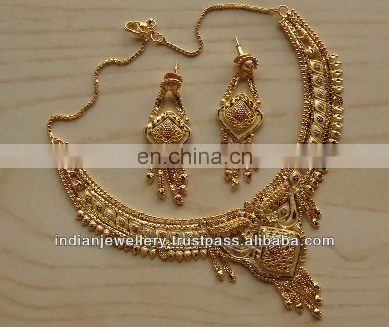 Goldplated necklace jewelry set manufacturer, gold-plated necklace fashion jewellery sets exporter