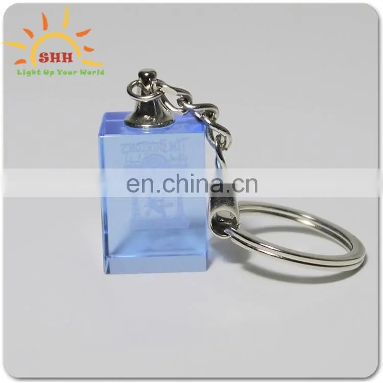 Cheap Crystal Acrylic Promotional Laser Engraved LED Light Keychain