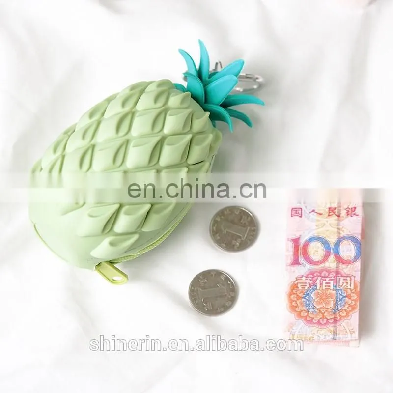 Portable Women Kids Cartoon Fruit Coin Purse Wallet Case Silicone Pineapple Key Bag Pouch