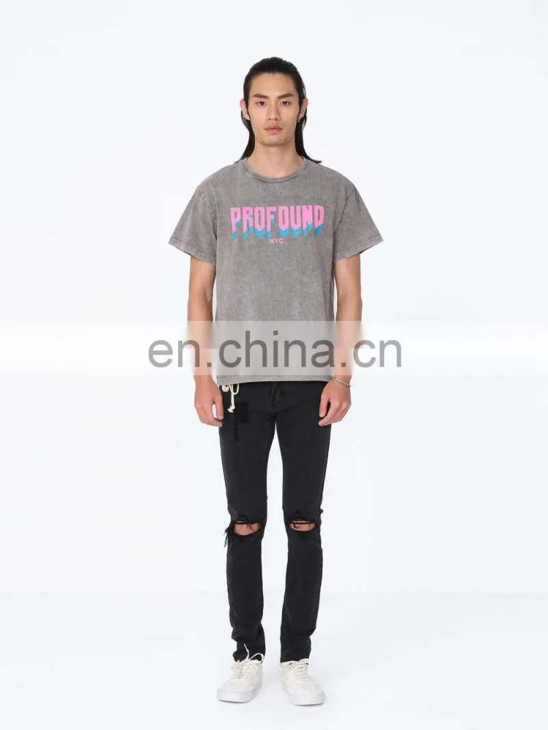 DiZNEW China Manufacturing Custom Printing Washed Old Men's T-shirt