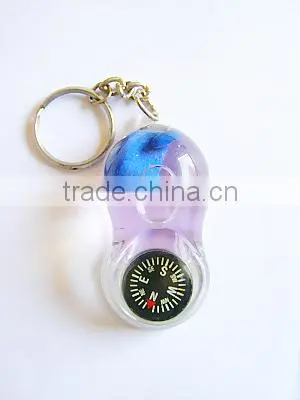 Aqua Acrylic Keychain, Fancy Liquid Hemet Shape Key Ring With Attractive Floater