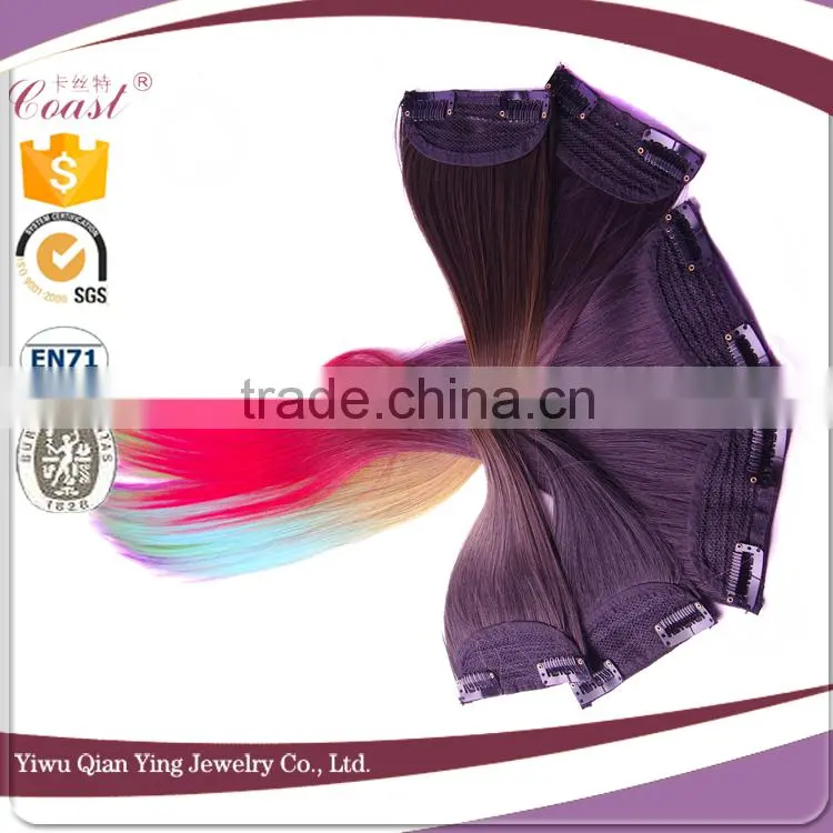 fashion ombre straight synthetic fiber two tone color easy clips hair extension