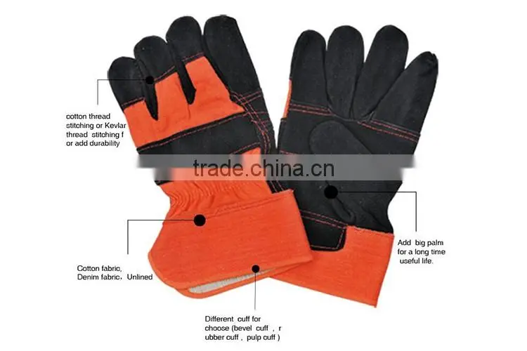 Half Fabric Half Leather Gloves Hand Made Leather Gloves LG021
