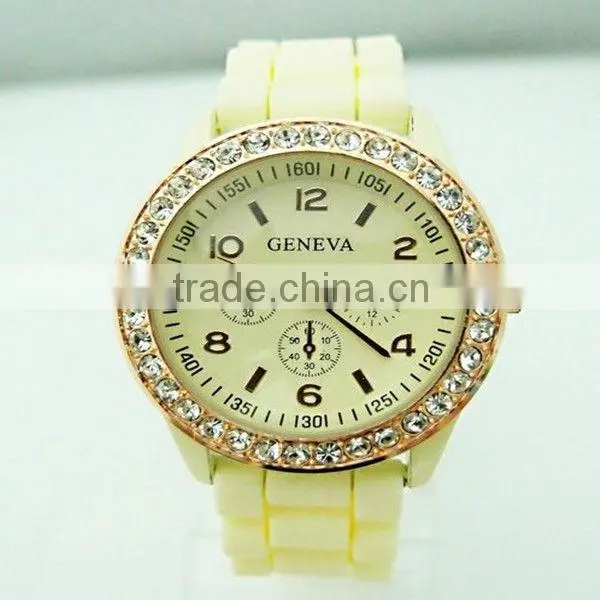 TM & silicone long watch band fancy lady watch