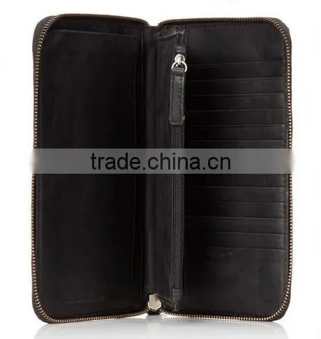 vintage cowhide leather clutch wallet travel organizer wallet for men