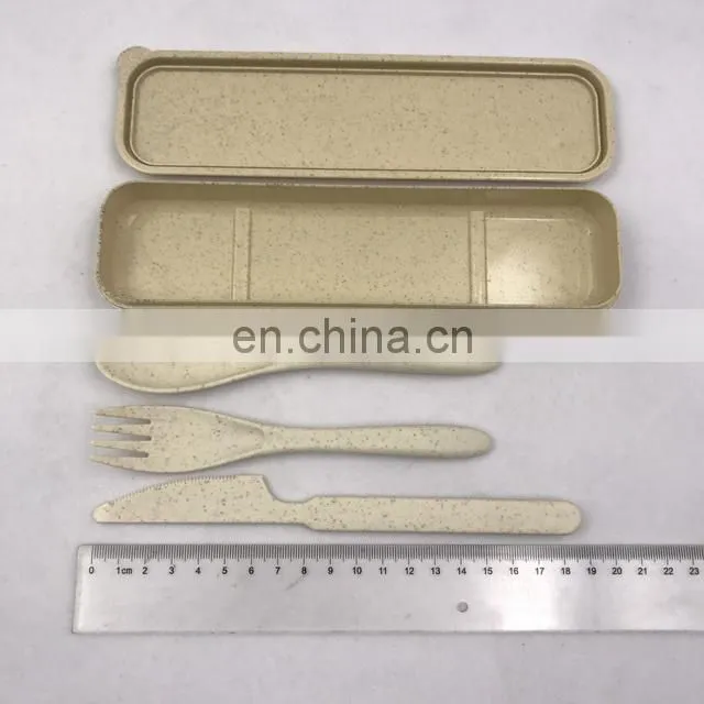 Eco-friendly Wheat Straw Material Portable Travel Plastic Cutlery Set