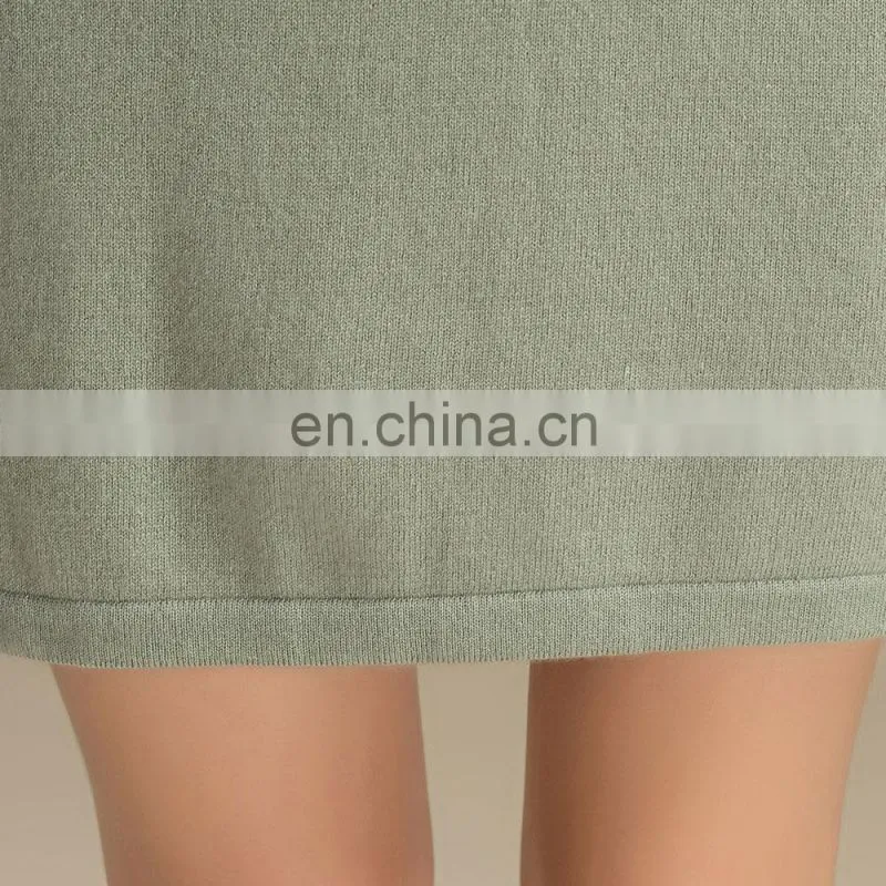 Custom Design Casual Pullover Crew Neck Half Sleeves Pure Cashmere Knitted Women's Sweater Dress