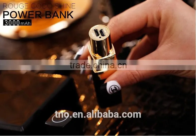 2016 trending products lipstick power bank 3000mah
