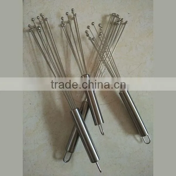 Latest Kitchen Tool Egg Wire Whisk Stainless Steel ball manual egg ball whisk beater easy clean 10'' and 12'' LOGO embossed