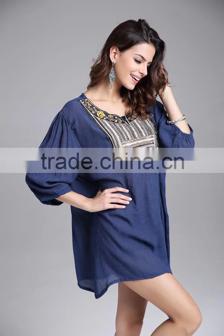Ladies Large Size Neckline Beaded / Embroidered Blouse for Women
