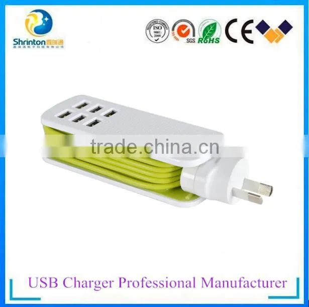 Top selling travel charger output 5V 6A support AUS,UK,EU,US,different AC cord