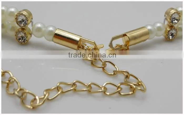 Newest Casual Trend Beautiful Belt ,Fashion Lady's Woven Rhinestones Pearl Belt