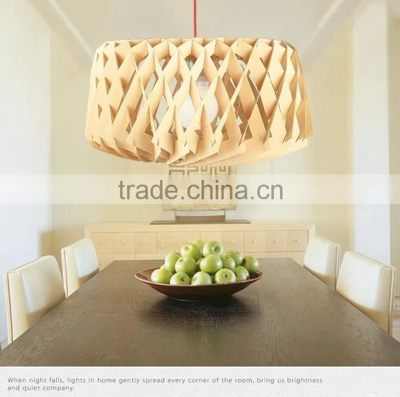 Wooden LED pendant light JK-8005B-07 restaurant wooden shade pendant lamp E27 lamp holder