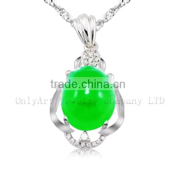 High quality special design jade inlaid sterling silver pendant