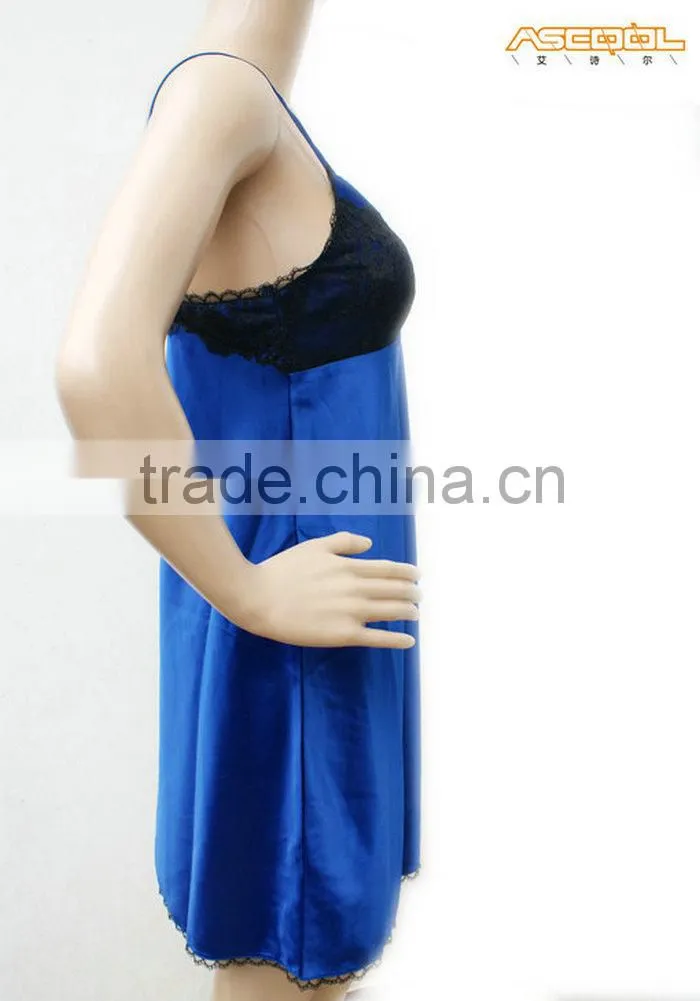Satin Silk Hot Sexy Nightgown With Lace