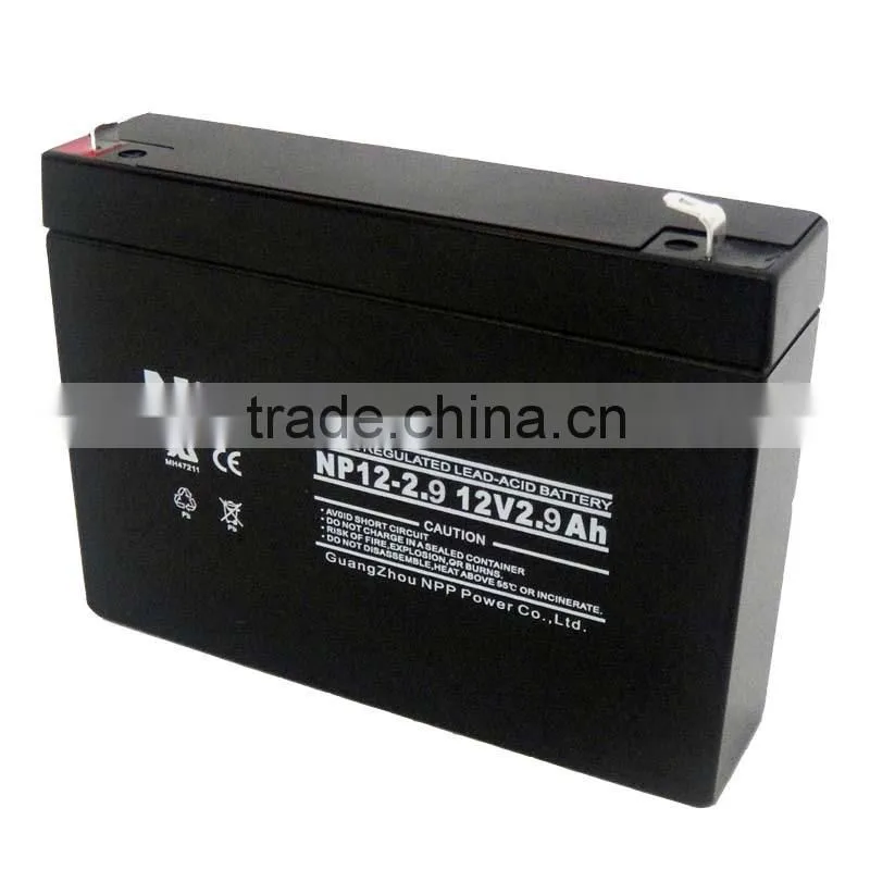 12v2.9ah rechargeable lead acid battery
