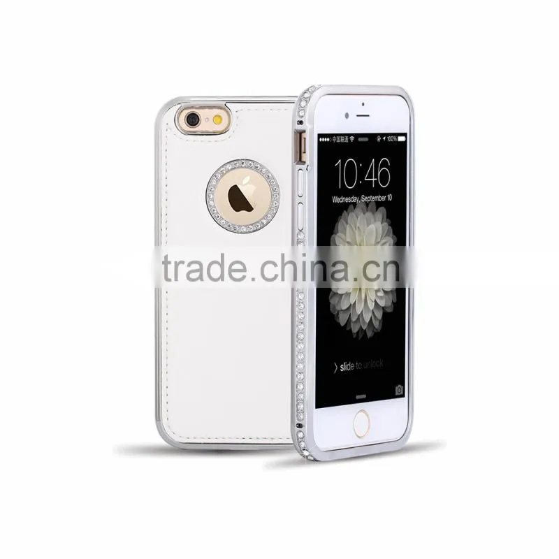 PU Leather and Diamond Metal Phone Cases for iPhone6/6plus