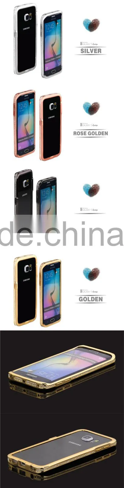 Whosesale Diamond Metal Bumper Case for Samsung Galaxy S6 Edge