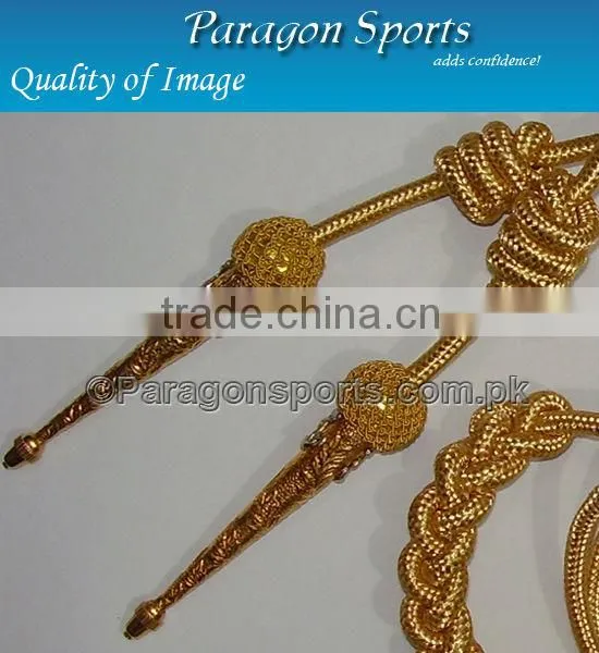 Military Uniform Aiguillette | Double Tip Gold Wire & Silk Uniform Aiguillette