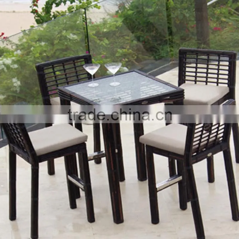 Outdoor Patio Plastic Resin Rattan Weaving Wicker High Back Bar Chairs