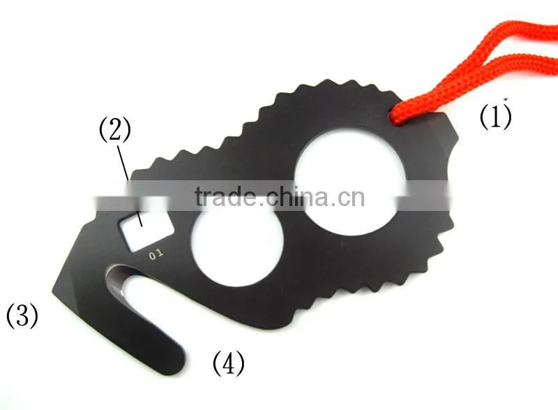 Extrik-8-R portable EDC rescue multi tools & safety belt cutter