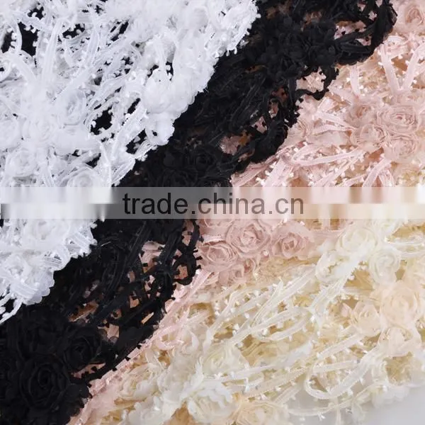 hot sale chiffon ribbon twine embroidery design for flower girl dress