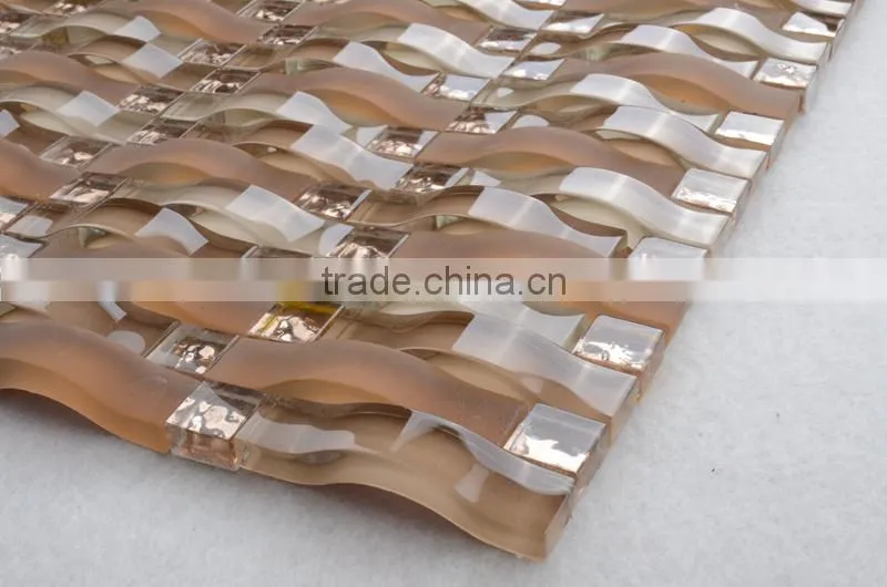GT007 300X300mm foshan factory low price decorate stainless steel mosaic mix glass mosaic