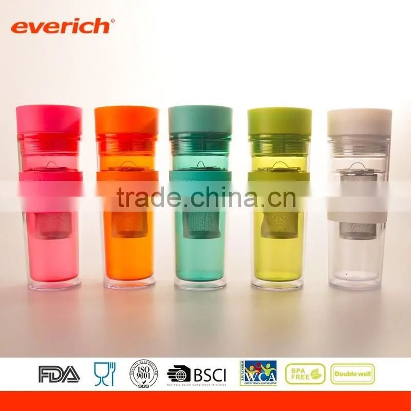 16oz Double wall tritan tumbler with flip lip and stainless steel infuser
