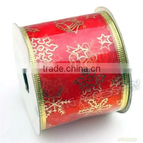 Wholesale Wire Edge Christmas Ribbon for Gift Packaging