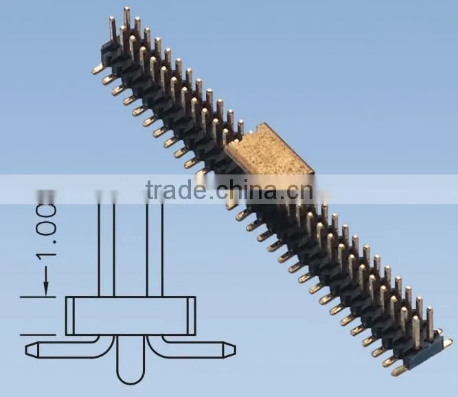 Double Row Male Pin Header H=1.0 Pitch 1.0mm 180 Degree