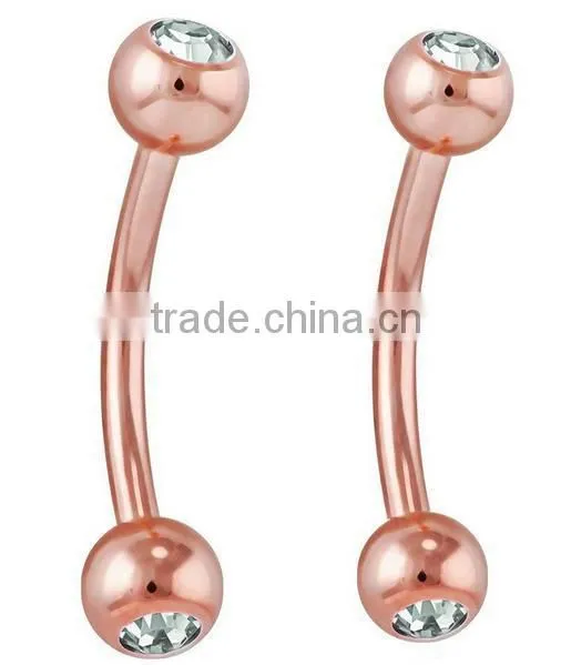 Rose Gold Plated Custom Fake Stainless Steel Cool Eyebrow Rings Body Piercing Jewelry