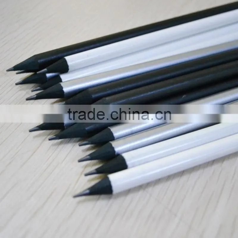 Promotion standard size round shape 2.0mm HB lead golf pencil ( black wooden pencil ) sharpened with eraser