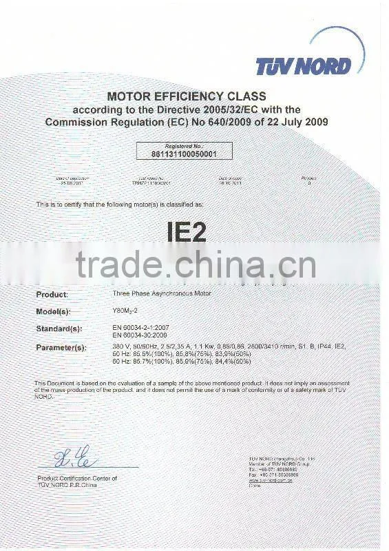 YE2 series three phase 1450 rpm motor