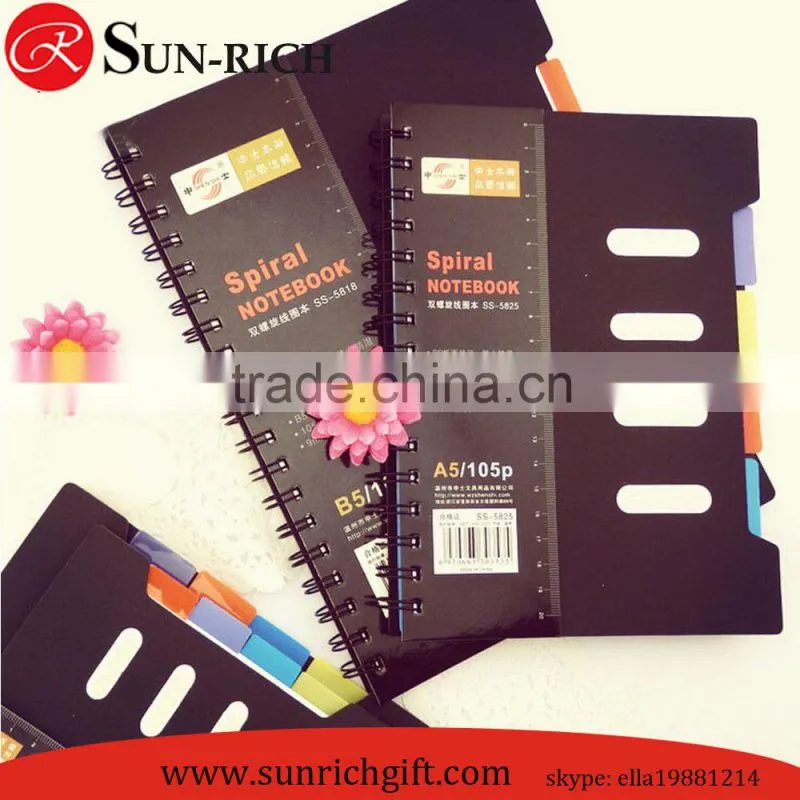 2015 hot sell double cover cheap spiral notebook A7 A6 A5 B5 wholesale