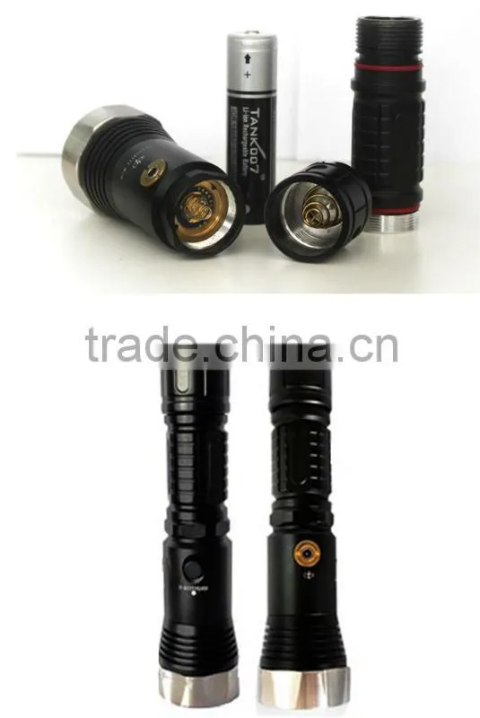 TANK007 most powerful led rechargeable flashlight high power red led flashlight camping torch light