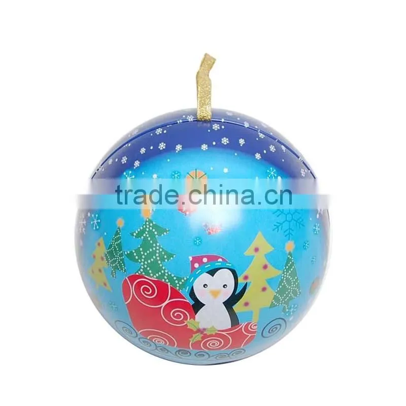 Beautiful Christmas ball shape gift tin ball for candy