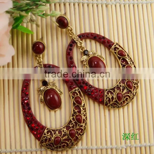 vogue ellipse round shaped hollow gold new design earring