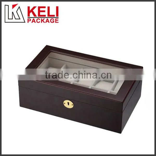 New design square wooden watch box with window for eight watches use